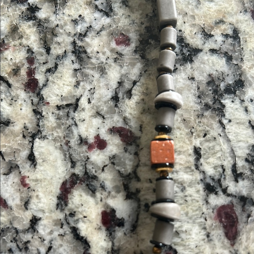 Gray and Brown  Beaded Necklace - Picture 3 of 5